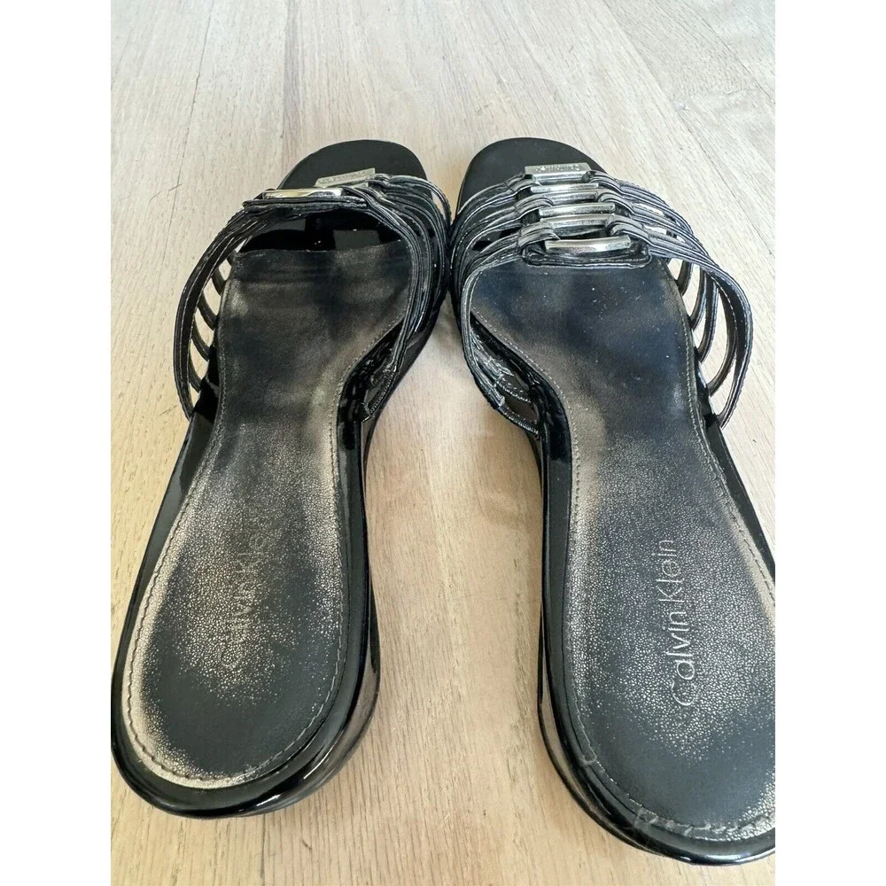Calvin Klein Sandals Black Wedge Heel Women’s Size 9‎